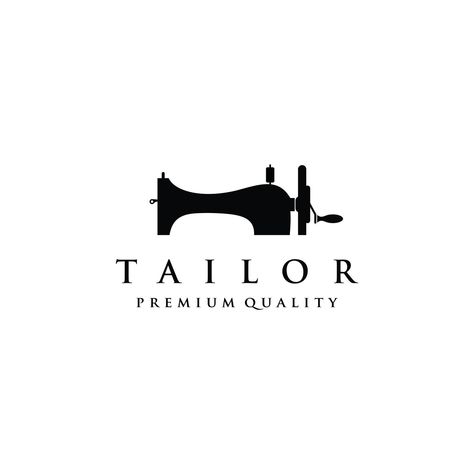 Tailor's vector logo design. Sewing machine icon. Textile emblem Taylor Logo Design, Sewing Logo Design Free, Tailor Poster Graphic Design, Tailor Logo Design Branding, Clothes Design Logo, Tailor Machine, Sewing Machine Vector, Clothing Company Logo, Seamstress Logo