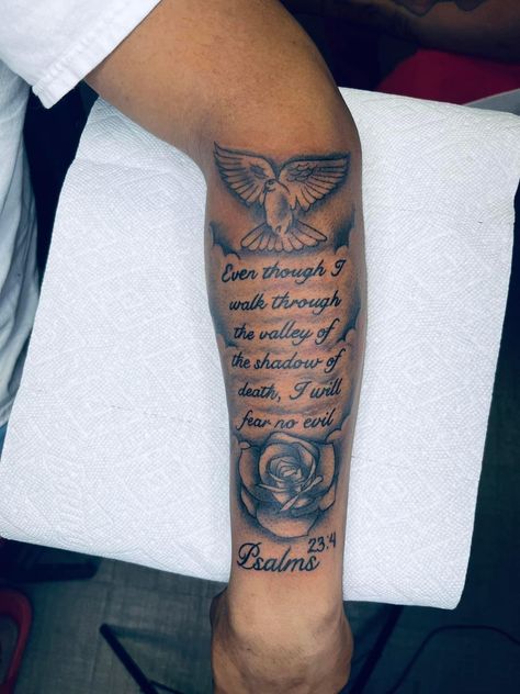 Cool Bible Verse Tattoos For Men, Quote Arm Tattoos For Men, Selvees Design Tattoo, Sleeve Tattoos Scripture, Arm Wrist Tattoo Men, Nice Tattoo For Men Arm, God Arm Tattoos For Guys, Forearm Tattoo For Lost Loved One Men, Prayers Tattoo Ideas