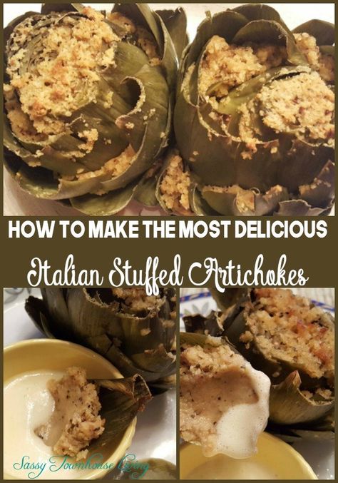 Italian Stuffed Artichokes, Friendsgiving Recipes Appetizers, Pilsbury Recipes, Stuffed Artichokes, Artichoke Recipes, Italian Appetizers, Delish Recipes, Veggie Dishes, Vegetable Dishes