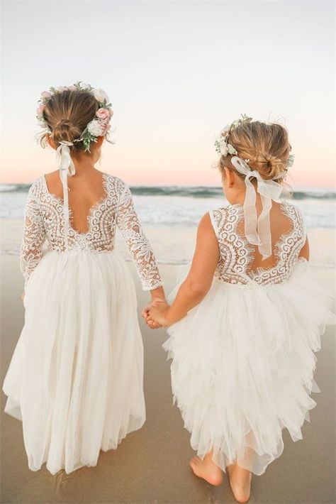 Speaking of flower girls at the wedding, they usually represent for purity, hope and innocence and that’s why these cute and charming fairy ladies deserve a great dress! Flower Girl Boho Dress, Flower Girl Dresses Beach, Flower Girl Dress Beach Wedding, Flowergirls Dress, Flower Girl Dress Ideas, Flower Girls Ideas, Beach Wedding Flower Girl, Flower Girl Ideas, Beach Flower Girl