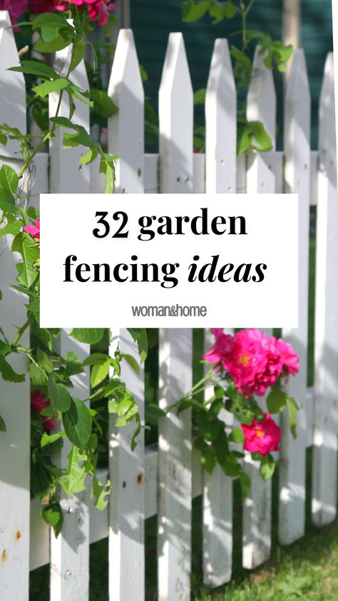 Looking to renovate your garden this year? Why not try out one of these 32 inventive garden fence ideas? Front Yard White Fence, Cottage Fencing Ideas, Cottage Garden Fencing Ideas, Natural Fencing Ideas, Picket Fence Garden Ideas, Diy Picket Fence Ideas, Cute Garden Fence, Pretty Fence Ideas, English Garden Fence Ideas