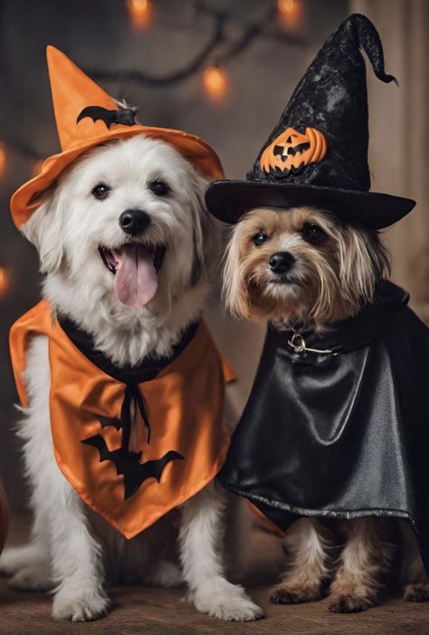 Dog Clothes Halloween, Dog And Cat Costumes, Pets In Halloween Costumes, Dogs Trick Or Treating, Dogs Costumes Halloween, Cute Halloween Dog Costumes, Pets In Costumes, Halloween Dogs Art, Dog In Halloween Costume