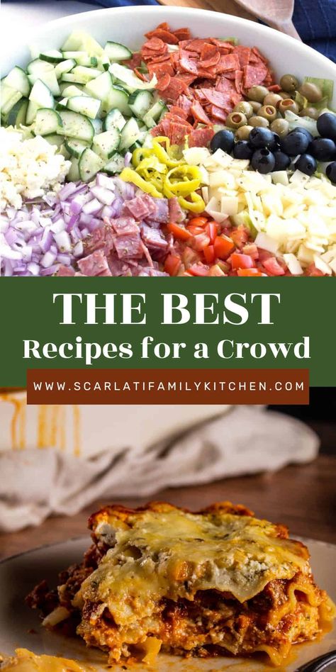 Looking for easy and delicious recipes for cooking for a crowd? Check out these 16 crowd-pleasing dishes that will impress your guests. Big Family Meals Dinners, Easy Dinner Recipes To Feed A Crowd, Dinners To Feed A Crowd Large Families, Crowd Recipes Large, Dinner Recipes For A Large Group, Pasta Bakes For A Crowd, Feeding A Crowd On A Budget Parties, Best Crowd Pleasing Recipes, Make Ahead Main Dishes For A Crowd