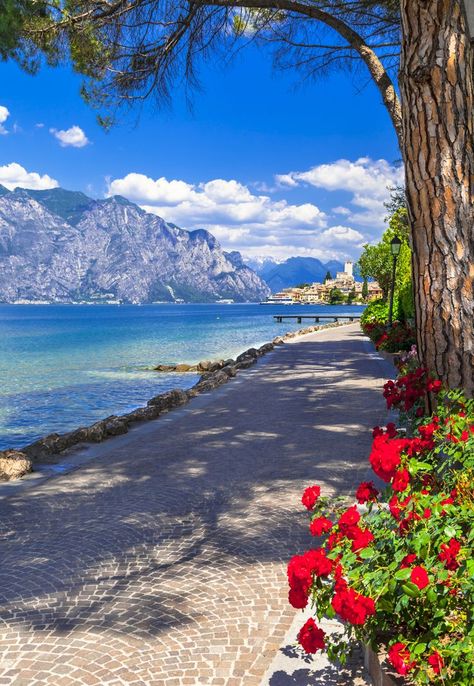 World Most Beautiful Place, Beautiful Town, Scenic View, Lake Garda, Dream Travel Destinations, Beautiful Places In The World, Vacation Places, Alam Yang Indah, Beautiful Places To Travel