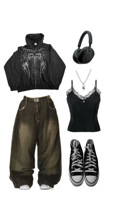 Converse Styling, Baggy Fashion, Baggy Outfit Ideas, Street Style Outfits Casual, Style Converse, Baggy Clothes, Outfit Inspo Casual, Tomboy Style Outfits, Y2k Outfits