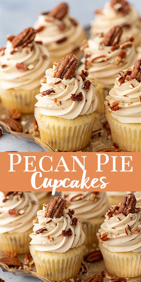 Best Ever Pecan Pie, Pecan Pie Cupcakes, Homemade Cupcake Recipes, Pie Cupcakes, Homemade Cupcakes, Gourmet Cupcakes, Cupcake Flavors, Pecan Recipes, Thanksgiving Desserts