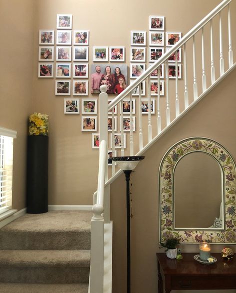 Stairs Wall Decor Ideas, Under Stairs Wine, Wine Cellar Modern, Under Stairs Wine Cellar, Family Photos Wall Decor, Modern Staircase Design, Staircase Design Ideas, Rustic Entryway Table, Statement Walls