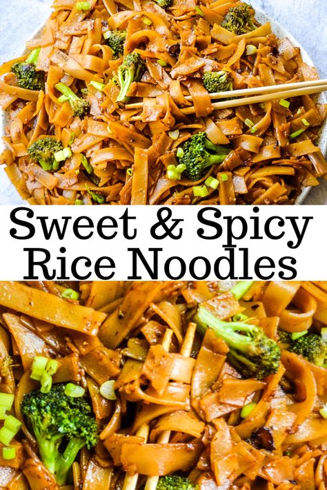 Fullfilling Food, Easy Rice Noodle Recipes, Spicy Rice Noodles, Rice Noodles Recipe, Vegan Dishes Easy, Rice Noodle Recipes, Rice Noodles Stir Fry, Fried Rice Noodles, Asian Noodle Recipes