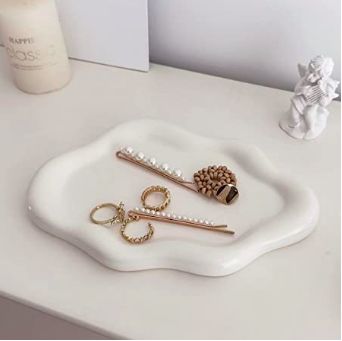 BIGPIPI Ceramic Jewelry Tray Dish for Ring Key Trinket, Cute Cloud Shape Decorative Jewelry Plate Holder for Women Gift (Bright White) Jewelry Trays, Room Decor Aesthetic, Cloud Shape, Cloud Shapes, Plate Holder, Decor Aesthetic, White Jewelry, Jewelry Tray, Ceramic Jewelry