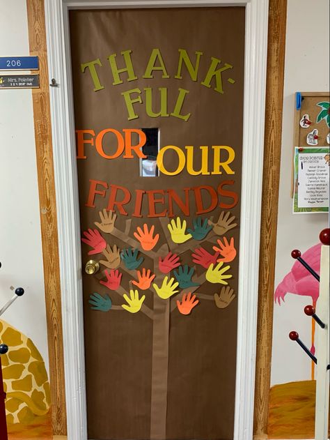 Thankful Tree Door Decoration, Thanksgiving Doors For Classroom, Thanksgiving School Bulletin Boards, Thankful Classroom Door, Thankful Door Decorations Classroom, Thanksgiving Class Door, Thanksgiving Door Ideas, Thanksgiving Door Ideas For Classroom, November Door Ideas For Classroom