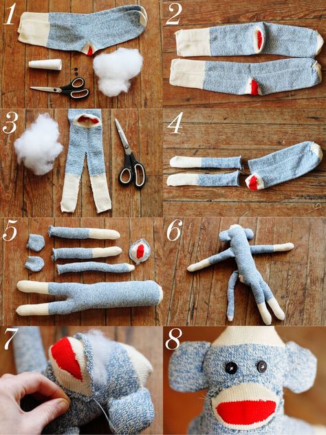 Sock Monkey Pattern, Monkey Doll, Monkey Pattern, Sock Dolls, Sock Doll, Sock Toys, Diy Socks, Sock Crafts, Friends Diy