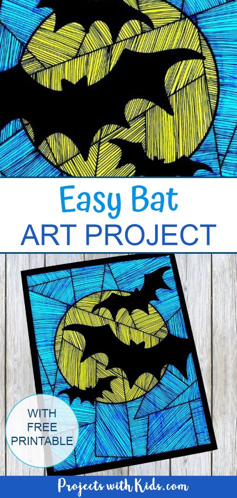 Halloween Art Lessons, Diy With Kids, Halloween Art Projects, Halloween Infantil, October Art, Halloween Kunst, Bat Art, Fall Art Projects, 4th Grade Art