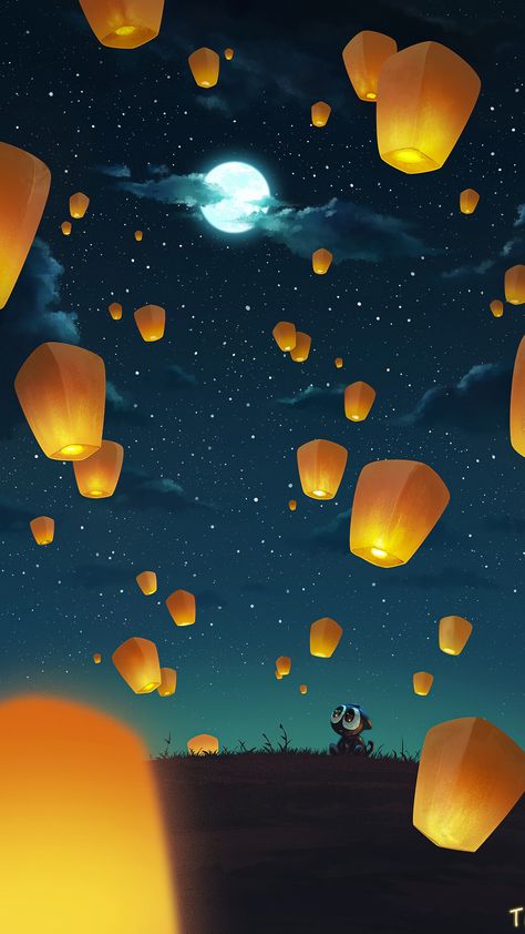 Lantern Wallpaper, Lantern Illustration, Lantern Painting, Princess Images, Canvas Art Painting Acrylic, Anime Bebe, Sky Lanterns, Desktop Wallpaper Art, Gouache Art