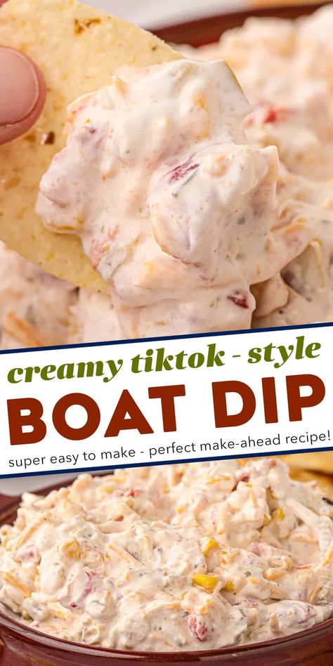 This creamy party-ready boat dip is a fun twist on the TikTok classic. You'll only need a handful of ingredients and no fancy tools, and you'll have a cool, creamy, and ultra-flavorful ranch dip that is perfect for any party, or for taking to the pool, lake, or beach! Hawaiin Party Dip, Tik Tok Boat Dip, Ritz Cracker Dip Recipes, Easy Snacks For The Beach, Pool Dip Recipe, Beach Dips, Pool Side Dip, Bacon Dips, Cold Dips For Party Appetizers