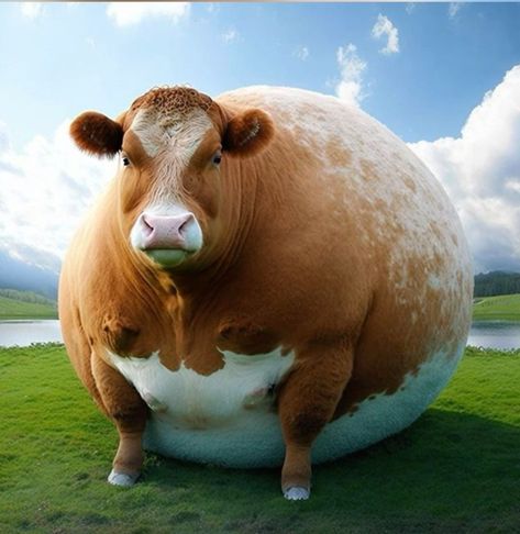 Funny Fat Animals, Obese Pregnancy, Fat Cow, Fat Animals, Puzzle Logo, Art Skills, Delicious Snacks Recipes, Animal Photos, Cute Animal Photos