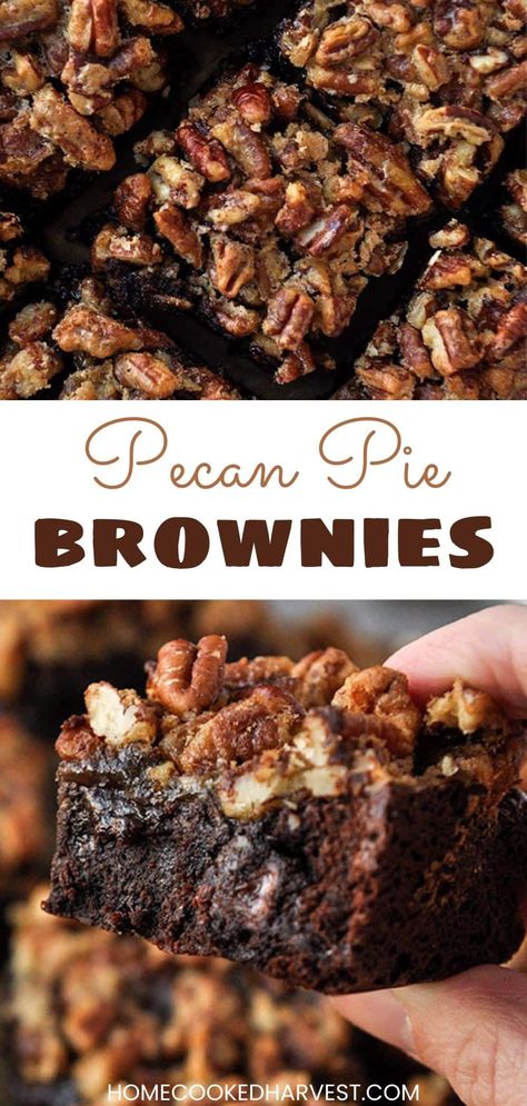 Pecan Pie Brownies Chocolate Pecan Pie Bars Recipe, Fall Brownie Recipes, Easy Pecan Pie Brownies, Decadent Brownie Recipes, Easy Pecan Dessert Recipes, Easy And Fast Desserts, Thanksgiving Dessert Easy, German Chocolate Pecan Pie Bars, Fall Brownies