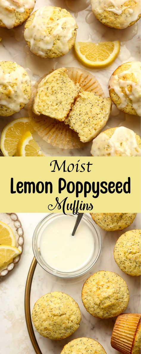 These Moist Lemon Poppyseed Muffins are soft, fluffy, and packed with poppyseeds and zesty lemon juice. Add a simple lemon glaze on top, and you've got a tasty snack or dessert! Lemon Poppyseed Muffins With Pudding, Lemon Poppyseed Coffee Cake, Lemon Poppyseed Mini Muffins, Poppy Seed Muffins Healthy, Lemon Poppy Muffins, Almond Poppyseed Muffins, Lemon Poppy Seed Muffins Recipe, Poppyseed Muffins, Lemon Poppy Seed Muffins