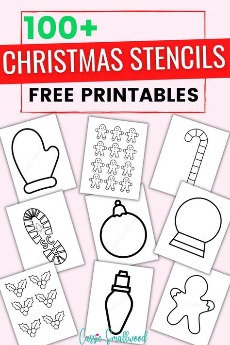 Free printable Christmas stencil images and shapes to print and cut out for craft projects and holiday decorating. Free Christmas Stencils, Christmas Cookie Stencils, Window Printable, Free Stencils Printables Templates, Christmas Chalk, Stencils Printables Templates, Chalk Stencils, Stencil Patterns Templates, Cake Stencils