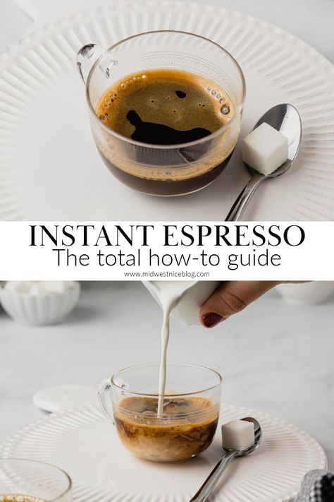 When you know how to make instant espresso you can enjoy your favorite coffee drinks without a bulky or expensive espresso machine. Stir up a shot of bold espresso using instant coffee powder and hot water in a snap. Instant Coffee Espresso, Hot Instant Coffee Recipes, Espresso With Instant Coffee, Espresso Powder Drinks, Espresso At Home No Machine, Espresso Recipes Iced, How To Make Frothy Coffee At Home, How To Make Espresso Without A Machine, How To Make Instant Coffee