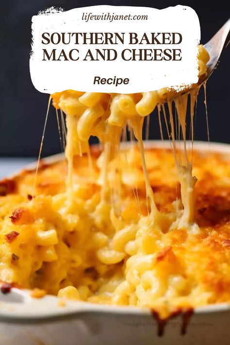 Southern Baked Mac and Cheese Southern Baked Mac And Cheese Recipe, Southern Baked Mac And Cheese, Thanksgiving Mac And Cheese, Southern Macaroni And Cheese, Southern Mac And Cheese, Best Mac N Cheese Recipe, Easy Mac N Cheese, Baked Mac And Cheese Recipe, Bake Mac And Cheese