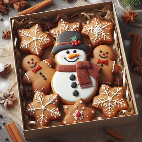 Christmas Cookies Present, Christmas Cookie Gift Ideas, Christmas Baking Goodies, Snowman Biscuits, Christmas Cookies Packaging, Ideas Birthday Party, Xmas Cookie, Christmas Sugar Cookies Decorated, Frosted Cookies