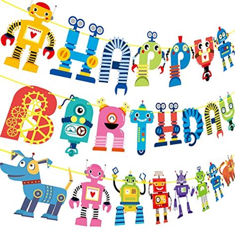 Robot Happy Birthday Banner Robot Birthday Party Decoration Cartoon Robot Hanging Decoration for Birthday Boys Party Favors Robot theme Party supplies : Amazon.ca: Toys & Games Robot Birthday Party Decorations, Boys Party Favors, Robot Decorations, Return Gifts For Kids, Tools Theme, Robot Birthday Party, Robot Theme, Robot Party, Boy Party Favors