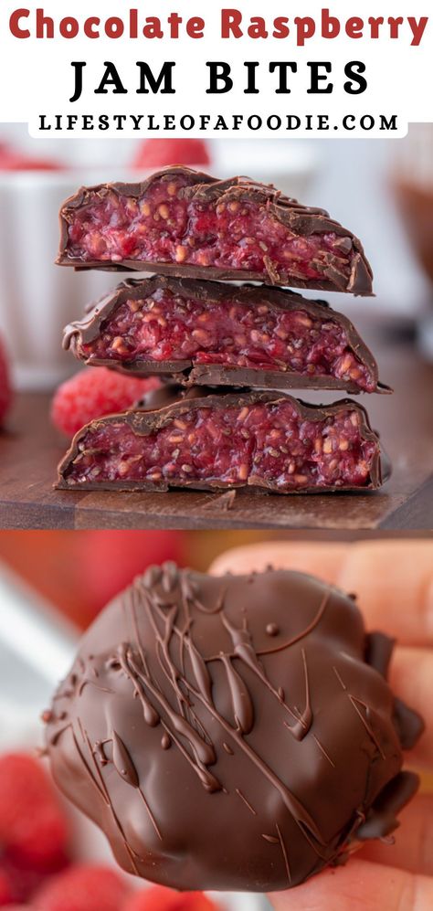 This chocolate raspberry jam bites recipe is a viral Tiktok recipe that you have to try ASAP! It is made with simple ingredients that are both healthy for you and easy to find at your local grocery store. The best part is that it is packed with chia seeds which are an excellent source of fiber as well as raspberries which are a powerhouse of anti-oxidants! Try it out and let me know what you think! What To Do With Raspberry Jam, Raspberry Chia Chocolate Bites, Raspberry Chia Chocolate, Vegan Berry Recipes, Raspberry Chia Seed Chocolate, What To Do With Mushy Raspberries, Raspberry Jam Bites, Raspberry Chia Seed Jam, Frozen Raspberry Chocolate Bites