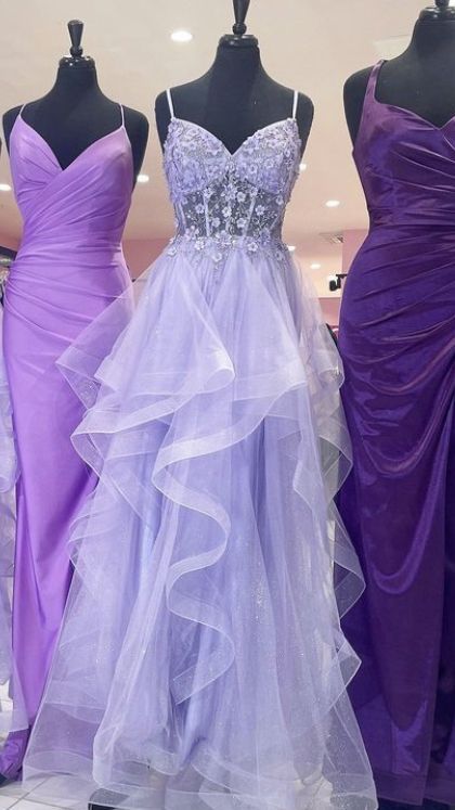 Purple Prom Dress Unique, Mermaid Prom Dresses 2023, Lilac Dress Aesthetic Formal, Dresses Quinceanera Purple, Prom Dress Inspo Purple, Rupunzle Prom Dress, Prom Dress Purple Lavender, Rapunzel Prom Dresses, Rapunzel Themed Prom Dress