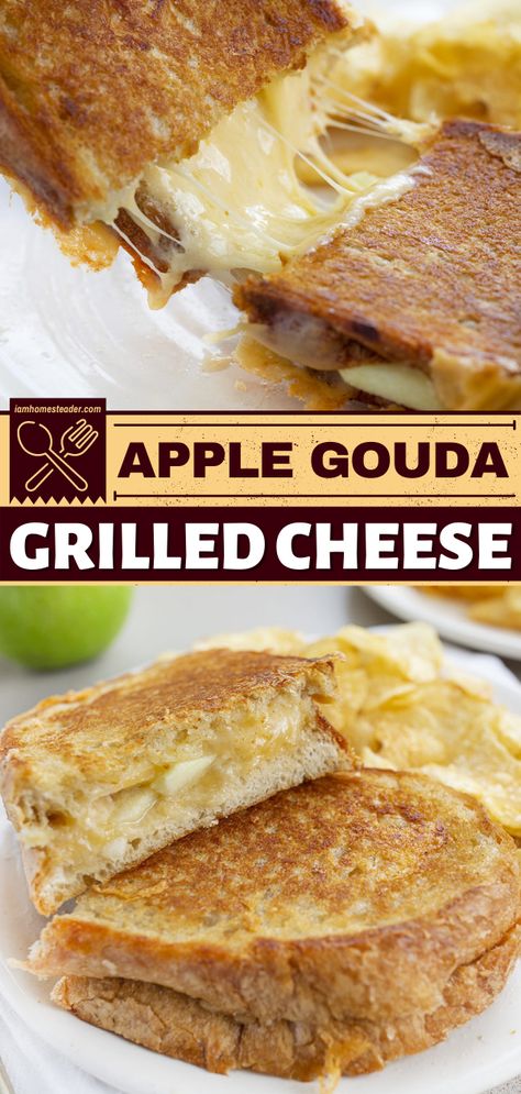 Swiss Grilled Cheese, Gouda Grilled Cheese, Apple Gouda, Apple Grilled Cheese, Toasted Cheese, Strange Food, Hot Sandwich Recipes, Easy Comfort Food Dinners, Grill Cheese