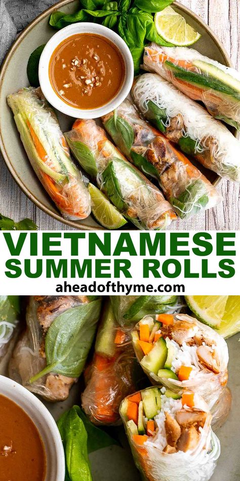 Healthy Spring Rolls, Vietnamese Summer Rolls, Salad Rolls, Spring Roll Recipe, Summer Rolls, Summer Snacks, Think Food, Asian Cooking, Asian Dishes