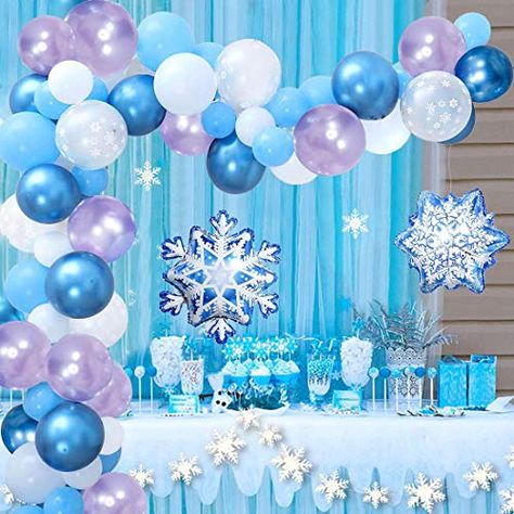 Snow Princess Birthday Party, Frozen Theme Party Decorations, Snowflake Balloons, Frozen Birthday Decorations, Frozen Balloons, Elsa Party, Lila Party, Frozen Party Decorations, Party Furniture