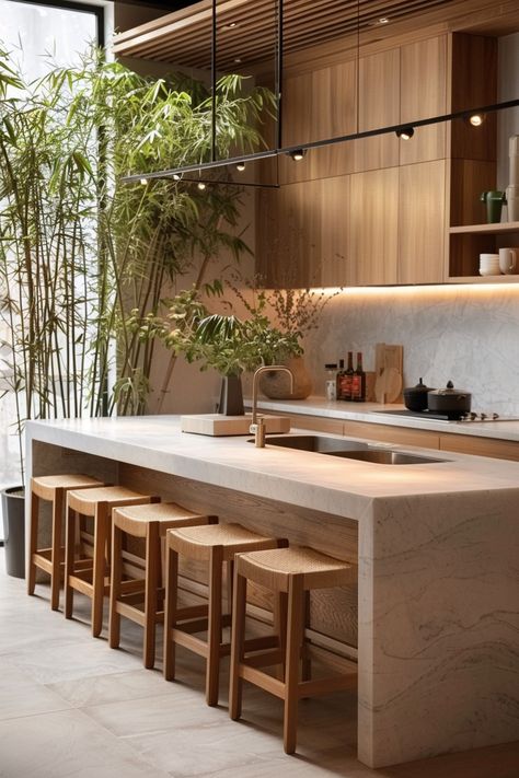 35  Japandi Kitchen Designs and Ideas to Copy - TastyInteriors Japandi Kitchen Island, Japandi Interior Design Kitchen, Japandi Kitchen Ideas, Japandi Style Kitchen, Modern Kitchen Design Trends, Japandi Kitchen Design, Kitchen Oak, Japandi House, Japandi Kitchen