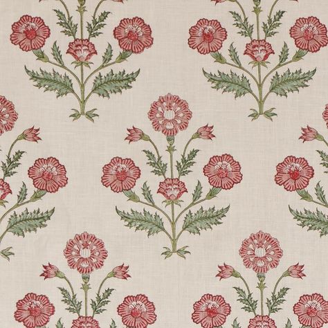 INDIAN POPPY — Pukka Print Linen Floral Textile Prints, Indian Floral Pattern, Trim Lighting, Indian Textile Design, Wallpaper Trim, Puffy Quilt, India Rose, Textile Studio, Color Theory Art