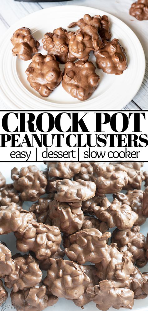 Peanut Clusters With Almond Bark, Chocolate Covered Peanuts Crockpot, Crock Pot Peanut Clusters Recipe, Crockpot Peanut Clusters, Peanut Desserts, Nut Cluster Recipe, Peanut Clusters In Crockpot, Crockpot Candy Recipes, Chocolate Nuts Clusters