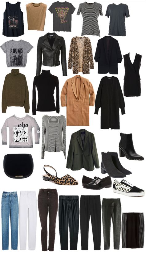 2023 Minimalist Wardrobe, Boho Grunge Capsule Wardrobe, Edgy Boho Capsule Wardrobe, Edgy Smart Casual Women, Edgy Workwear Women, Business Casual Rocker Chic, Classic Casual Edgy Style, Minimalist Edgy Outfits, Grown Up Edgy Style