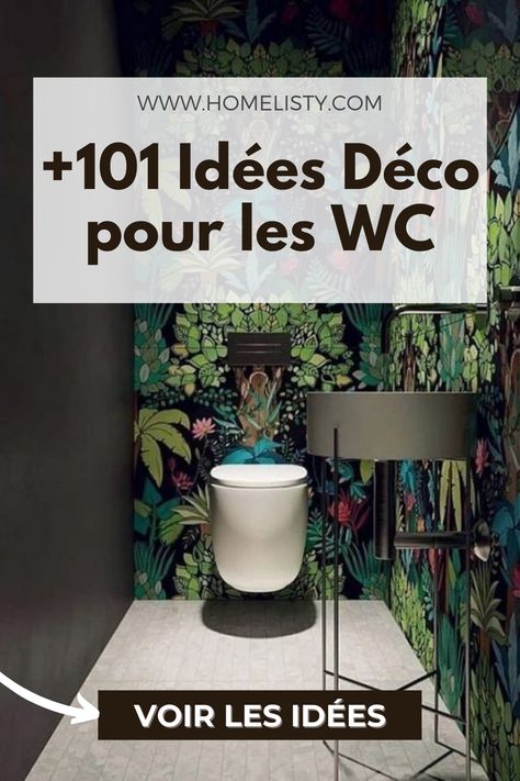 Les idées les plus originales, excentriques et inspirantes pour transformer la décoration de vos toilettes et WC. Wc Decoration, Tropical Wallpaper, Trendy Bathroom, Bathroom Wallpaper, Trendy Home, Bathroom Art, Room Wallpaper, Interior Trend, 인테리어 디자인