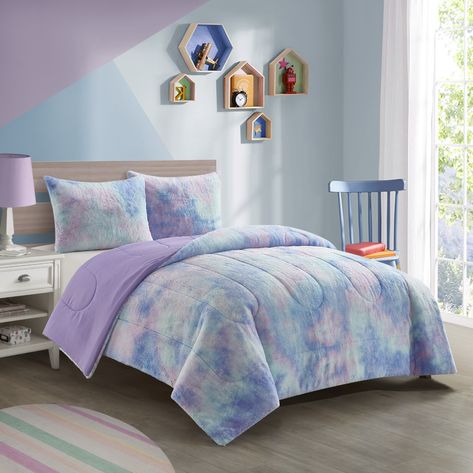 Arrives by Tue, Apr 5 Buy Heritage Club Soft Plush Comforter Set, Purple Tie Dye, Full at Walmart.com Purple And Blue Room, Blue And Purple Bedroom, Tie Dye Bedroom, Tie Dye Room, Purple Comforter Set, Girls Blue Bedroom, Purple Girls Bedroom, Plush Comforter, Purple Comforter