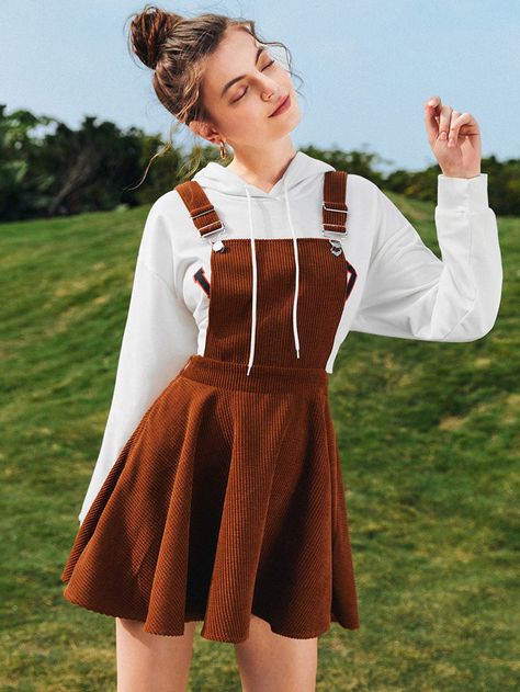 Overalls Skirt Outfit, Overall Skirt Outfit, Overalls Flare, Overall Skirt, Elegant Attire, Fashion Design Sketches, Pinafore Dress, Overall Dress, Skirt Outfits