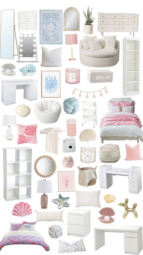 Cute Bedroom Set Up, How To Make Your Room Look More Aesthetic, Cute Room Bedroom Ideas, Light Colored Room Ideas, Cozy Bed Ideas Aesthetic, Redoing Room Ideas, Ascetic Bedroom Ideas, Preppy Big Room Ideas, Pastel Coastal Bedroom