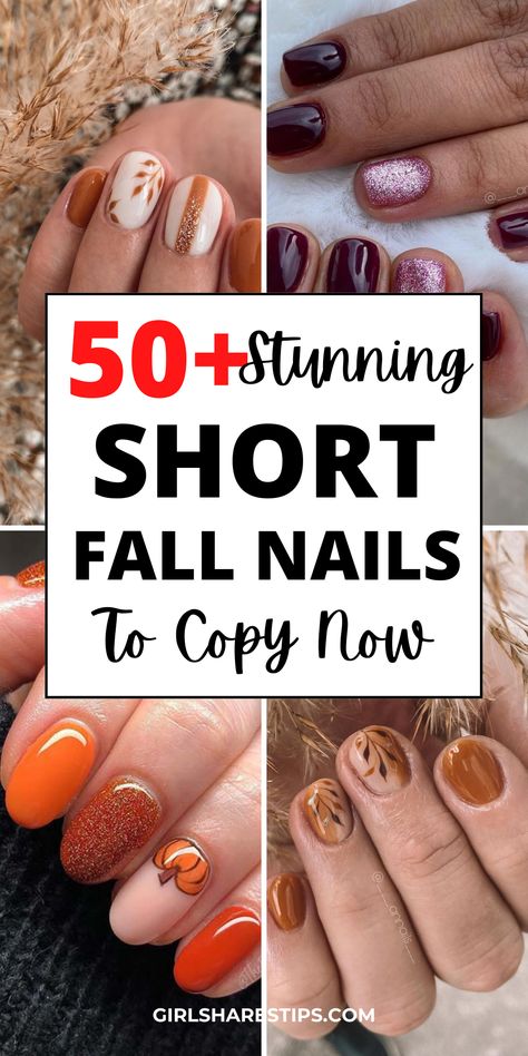 Get ready to fall in love with your nails this fall! From warm earthy tones to playful pumpkin-inspired designs, we've rounded up the cutest short nail ideas for the season. Whether you're a minimalist or a lover of intricate details, these nail art inspirations will have you feeling cozy and stylish all season long! | short fall nails | fall short nails | short fall nails gel | short fall nails almond | short fall nails trendy | short fall nails acrylic | Thanksgiving nails Short Fall Nails, November Nail Designs, Simple Fall Nails, Cute Short Nails, Fall Manicure, Fall Nail Trends, Fall Gel Nails, Cute Nails For Fall, Unique Textures