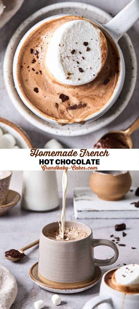 French Hot Chocolate Restaurant Hot Chocolate, Belgium Hot Chocolate, French Hot Cocoa, The Best Hot Chocolate Recipe, Flavored Hot Chocolate Recipes, French Press Hot Chocolate, Fancy Hot Chocolate, French Drinks, Best Hot Chocolate Recipe