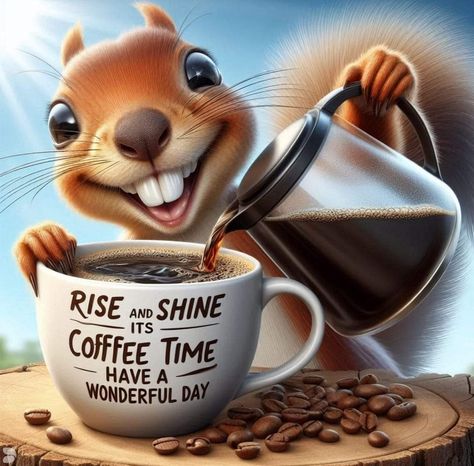 Squirrel Humor, Kaffe Humor, Weekly Motivation, Morning Coffee Funny, Good Morning Cat, Happy Day Quotes, Funny Coffee Quotes, Morning Cat, Morning Memes