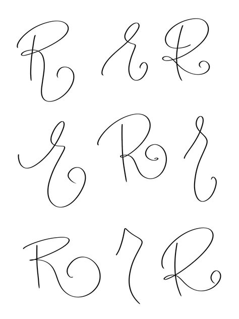 R And A Tattoo Letter, R Writing Style, Fancy R Tattoo, Letter R In Cursive, Lowercase R Tattoo, Letter R Fonts Design, R Initial On Nails, Nails With An R Initial, R Cursive Letter