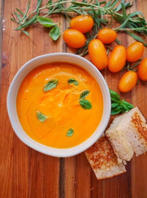 Easy Creamy Tomato Soup Recipe Easy Creamy Tomato Soup, Sungold Tomatoes, Creamy Tomato Soup Recipe, Thanksgiving Morning, Creamy Tomato Soup, Home Smell, Tomato Soup Recipes, Celery Seed, Cozy Meals