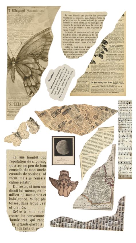 Vintage Aesthetic Stickers Printables, Paper Cut Outs, Vintage Paper Printable, Vintage Scrapbook Paper, Diy Photo Book, Desain Buklet, Paper Cutouts, Scrapbook Printing, Collage Scrapbook