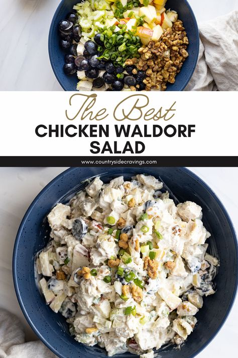 Waldorf Chicken Salad Recipe, Chicken Waldorf Salad, Waldorf Chicken Salad, Chicken Salad Dressing, Chicken Caesar Pasta, Waldorf Salad Recipe, Caesar Pasta Salad, Caesar Pasta, Chicken Caesar Pasta Salad