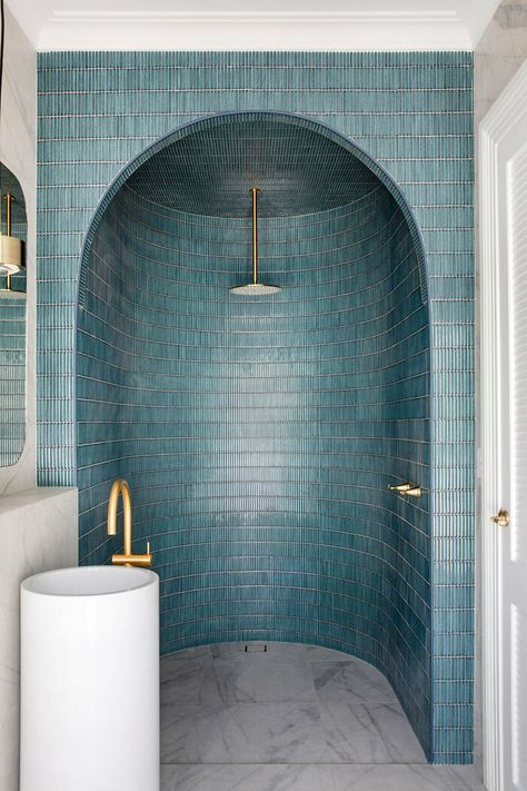 Shower Alcove, Vaulted Ceiling Living Room, Three Birds Renovations, Tiled Shower, The Design Files, Best Interior Design, Dream House Decor, Shower Wall, Dream Home Design