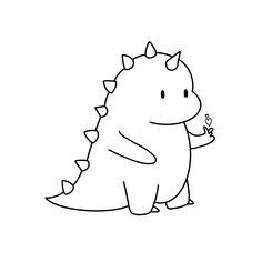 Pinterest Cute Dino Outline, Dino Drawing Simple, Dinosaur Black And White, Dino Coloring Pages, Dino Sketch, Dino Doodle, Dinosaur Doodle, Easy Dinosaur Drawing, Kawaii Dino