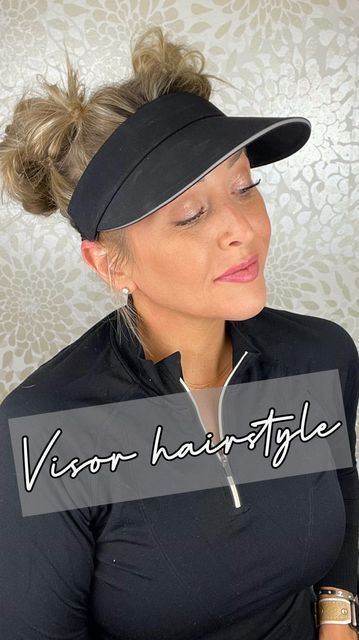 Hair Styles With Visor Hats, Hairstyles To Wear With A Visor, Hairstyles For Visors Hats, Visor Hat Hairstyles, Tennis Hair, Long And Short Hair, Quick Hairstyle, Visor Hairstyles, Womens Visor