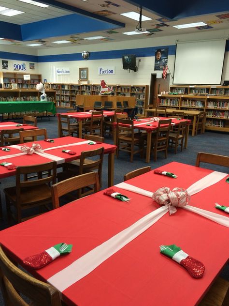 Christmas Class Party Decorations, Christmas Luncheon Decorations, Teacher Christmas Luncheon Decor, Christmas Banquet Decor Ideas, Staff Christmas Party Decorations, Christmas Staff Luncheon Ideas, Teacher Holiday Luncheon Ideas, Work Christmas Luncheon Ideas, Teacher Christmas Luncheon Ideas